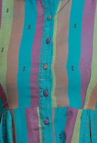 Blue Multicolor Flared Sleeveless Woven Kurta image 5