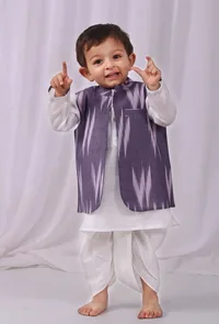 Purple Ikat Nehru Jacket image 1