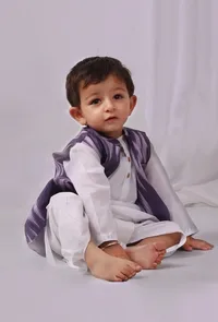 Purple Ikat Nehru Jacket image 2