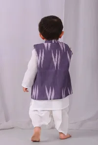 Purple Ikat Nehru Jacket image 4