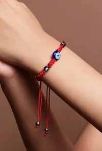 Adjustable Evil Eye Fabric Bracelet for Protection Against Negative Energy image 4