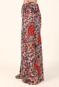 Red And Beige Kalamkari Cotton Palazzo image 2