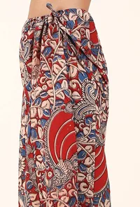 Red And Beige Kalamkari Cotton Palazzo image 4