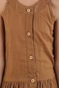 Set Of 2: Dark Brown Mulmul Kurta & Pants image 5