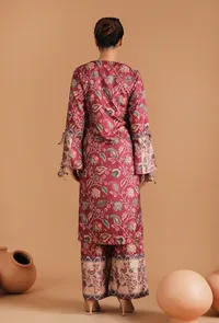 Set Of 2: Nirali Allover Kalamkari Straight Kurta With Allover Kalamkari Straight Fit Pants image 2