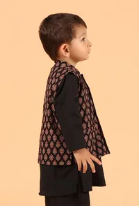 Evan Black Ajrakh Print Cotton Nehru Jacket image 2