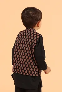 Evan Black Ajrakh Print Cotton Nehru Jacket image 3