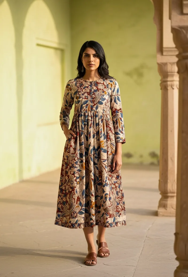 Dual Print Kalamkari Dress
