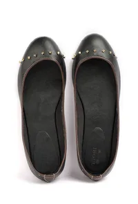 Black Beads Cruelty Free Leather Flat Ballerinas image 2