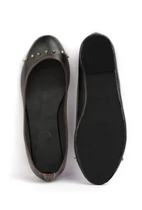 Black Beads Cruelty Free Leather Flat Ballerinas image 3