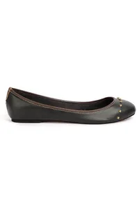 Black Beads Cruelty Free Leather Flat Ballerinas image 4