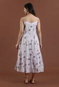 Hand Block Printed Cotton Midi Dress with Spaghetti Straps image 4