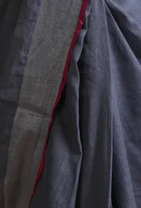 Grey & Pink Color Cotton Linen Saree With Unstitched Blouse image 6