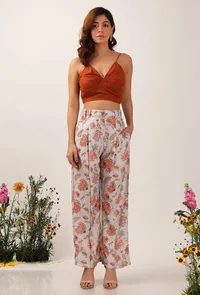 Set Of 3: Cara Floral Chintz Summer Blazer With Bustier Top & Trouser Pant image 3