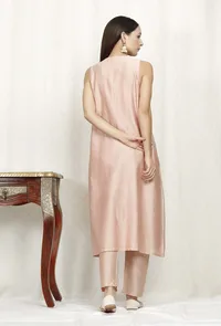 Rose Gold Pure Banarasi Chanderi Kurta image 5