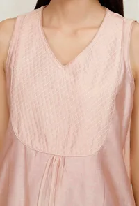 Rose Gold Pure Banarasi Chanderi Kurta image 6