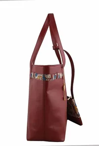 Maroon Kalamkari Tote Bag image 3