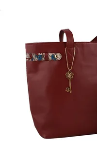 Maroon Kalamkari Tote Bag image 6