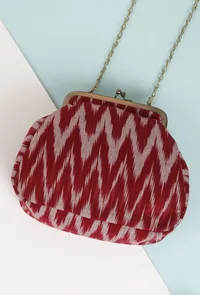 Scarlet Red Ikat Clutch Bag image 1