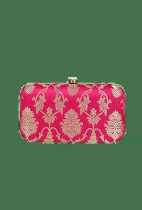 Amaranth Brocade Box Clutchwith Sling (8 X 2 X 4.5) image 2