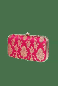 Amaranth Brocade Box Clutchwith Sling (8 X 2 X 4.5) image 3