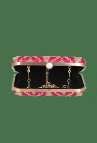 Amaranth Brocade Box Clutchwith Sling (8 X 2 X 4.5) image 4