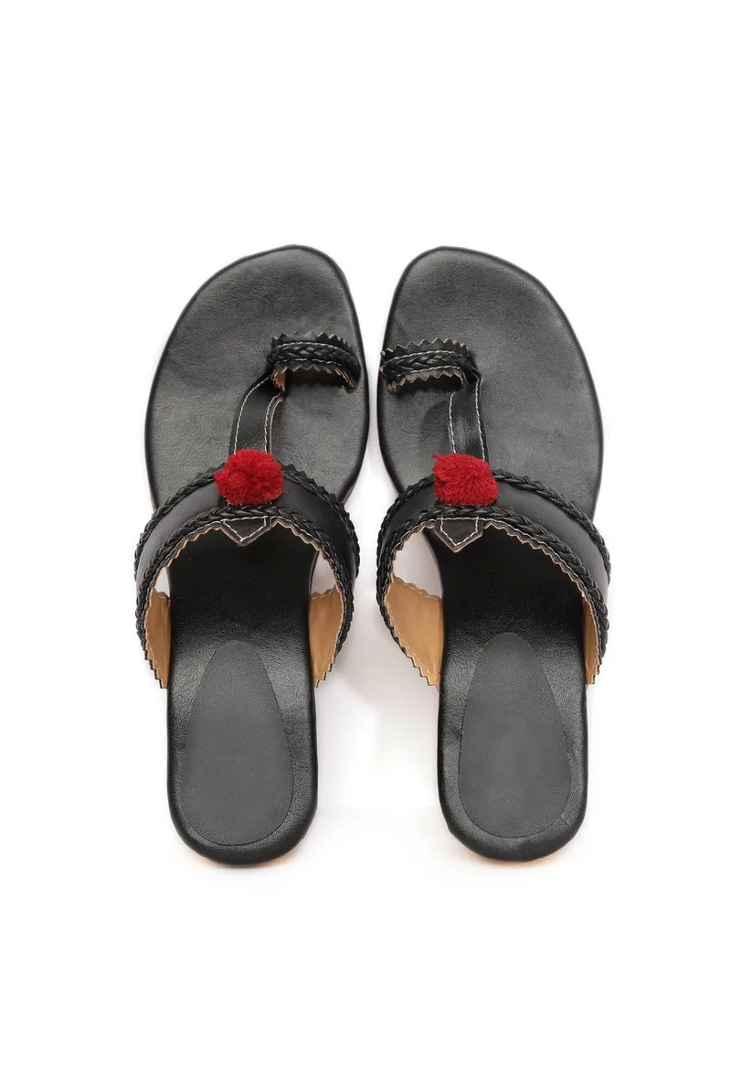 Onyx Black Brocade Kolhapuri Inspired