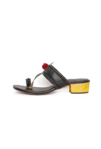 Onyx Black Brocade Kolhapuri Inspired image 3