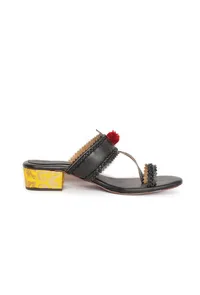 Onyx Black Brocade Kolhapuri Inspired image 4