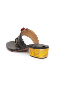 Onyx Black Brocade Kolhapuri Inspired image 5
