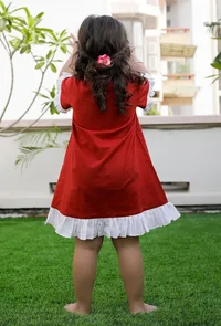 Snow Red And Off White Cotton Dress image 3