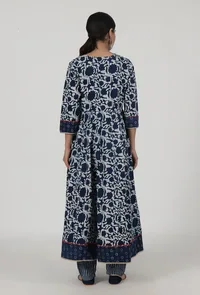 Indigo Printed Blue Cotton Anarkali image 5