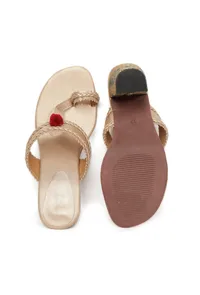 Green Brocade Heeled Kolhapuri Inspired image 2