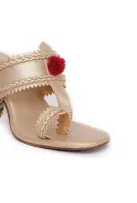 Green Brocade Heeled Kolhapuri Inspired image 5