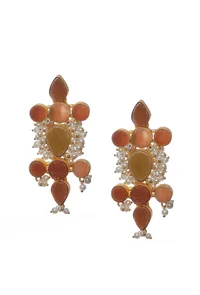 Narangi Orange Gold Stone Pearl Earrings image 2