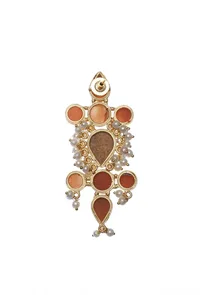 Narangi Orange Gold Stone Pearl Earrings image 3