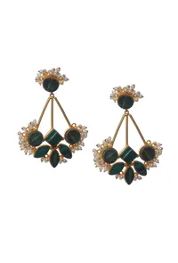 Steal Blue Stone Pearl Earrings image 2