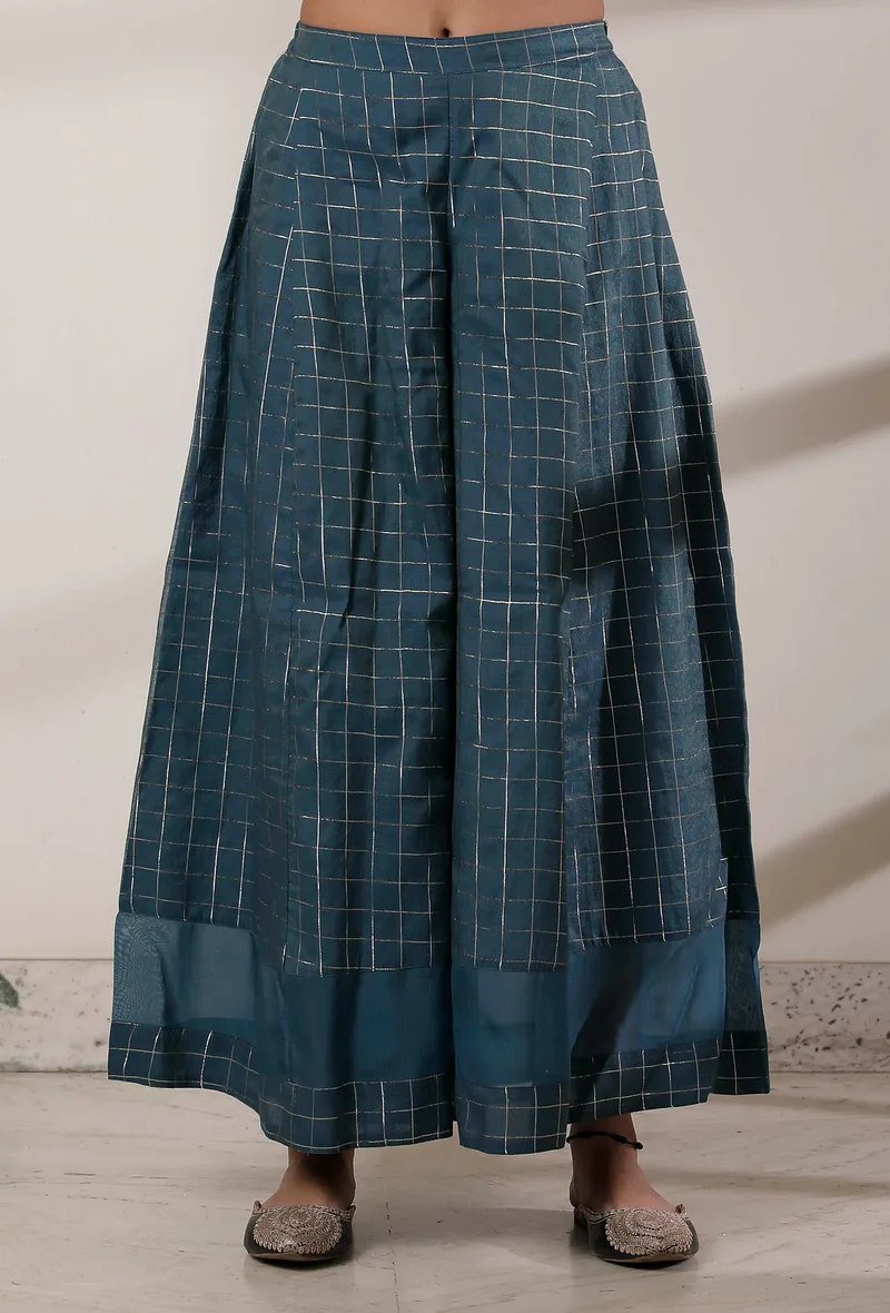 Blue Chanderi Silk Palazzo