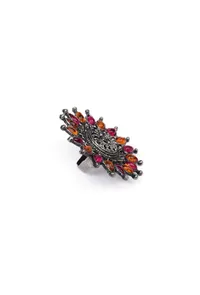 Trendy Flower Shaped Pink Adjustable Ring image 4