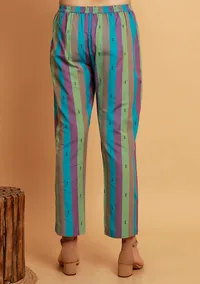 Set of 2:  Blue Checked Long Shirt Kurta With Blue Stripe Straight Pants image 4