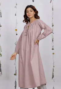 Orchid Pink Flared Cotton Khaadi Kurta image 3