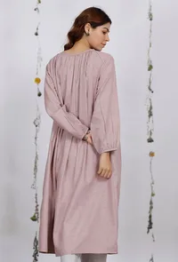 Orchid Pink Flared Cotton Khaadi Kurta image 4