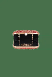 Garnet Red Brocade Box Clutch with Sling (6.5 X 2 X 6) image 4