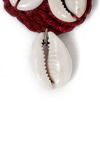 Scarlet Red Cowrie Shell Tribal Earrings image 4