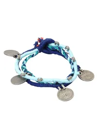 Set of 2: Blue Threaded German Silver Anklet image 2