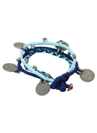 Set of 2: Blue Threaded German Silver Anklet image 3