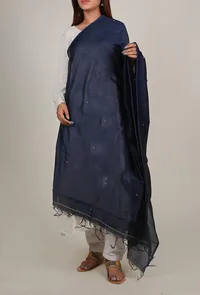Royal Blue Chanderi Dupatta With Zari Embroidery image 1