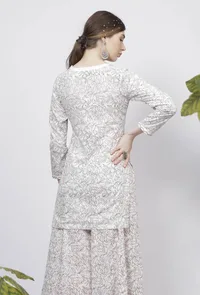 Muse Brown Floral Hand Block Printed Cotton Short Kurta image 4