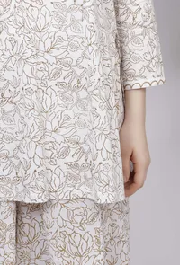 Muse Brown Floral Hand Block Printed Cotton Short Kurta image 6