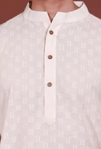 Set of 2 - Offwhite Brick Malmal Kurta Pyjama Set image 6